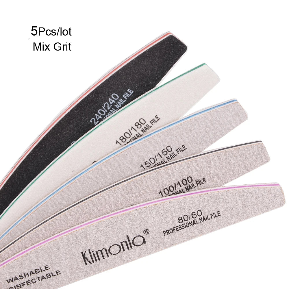 5/10PCS Klimonla Nail Files Durable High Quality Nail Files For Nails Manicure Salon Supplies Set 80/100/150/180/240 Grit