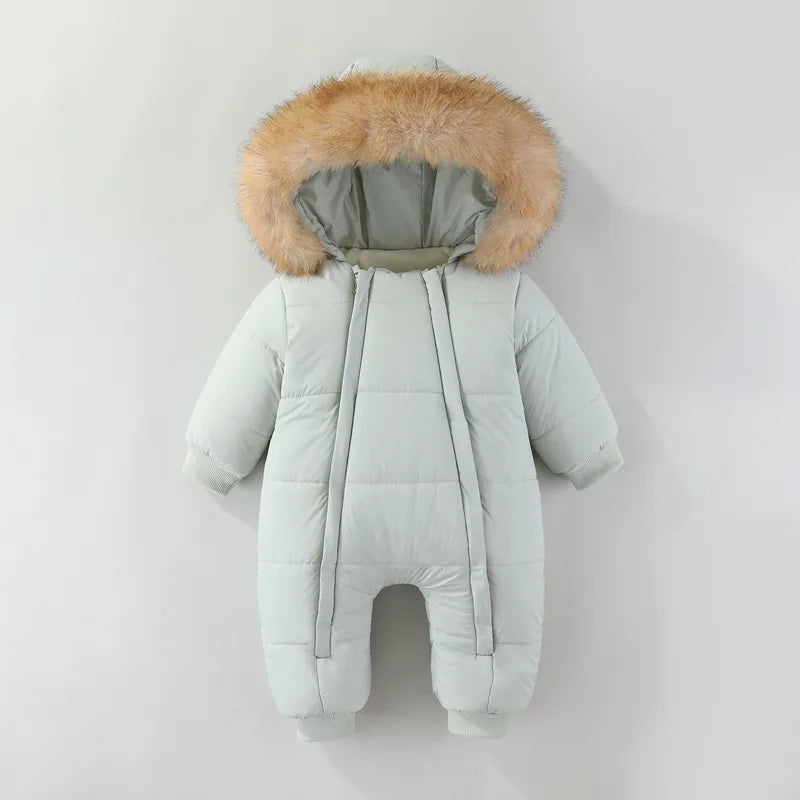 LILIGIRL Winter 2025 Jumpsuit with Thickened Warm Hooded Jumpsuit and Built-in Fleece for Baby Girl and Baby Boy Clothing
