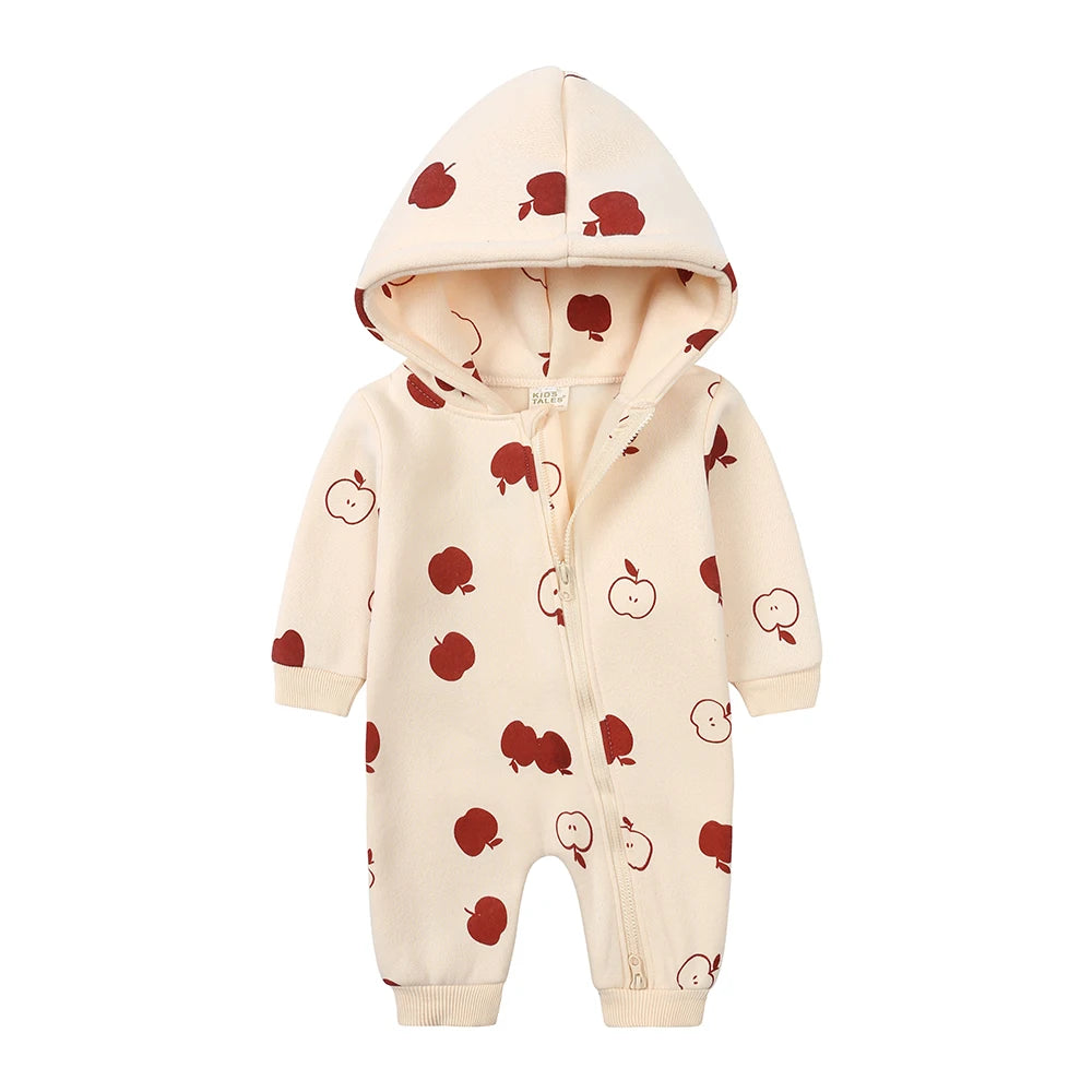 0-24M Cute Newborn Baby Romper Winter Thicken Fleece Warm Clothes Infant Hooded Bear Onesie Toddler Boy Girl Jumpsuits Pajamas