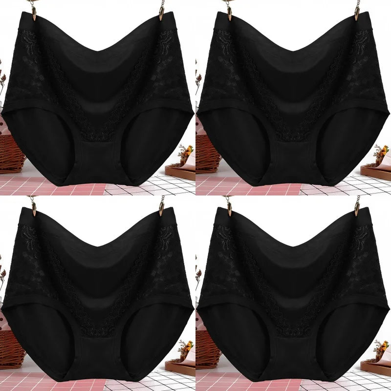 4Pcs/Set Modal Underpants Women Panties Plus Size Sexy Lace Underwear Plus Size Female Briefs Soft Breathable Lingerie 40-100KG