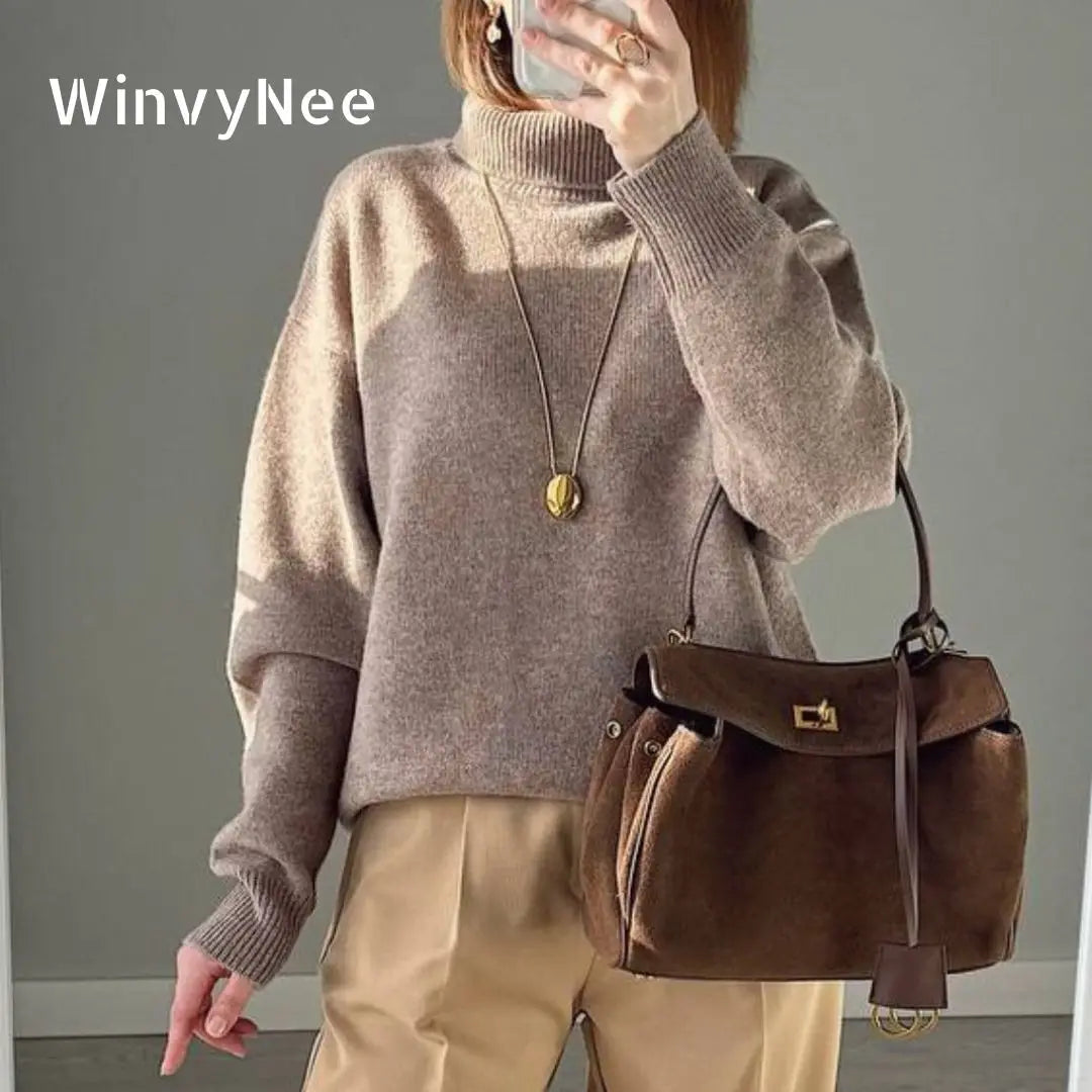 WinvyNee Women's Clothing Wool Sweaters Turtleneck Casual Long Sleeve Jumpers Knitted Pullovers Soft Plus Size Winter A1103002C
