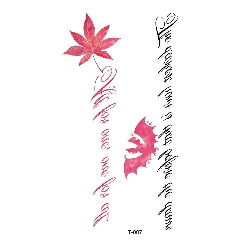 Small Waterproof Temporary Tattoo Sticker Colorful Leaf Flower Elephant Dolphin Art Wrist Neck Women Fake Mini Tatoo