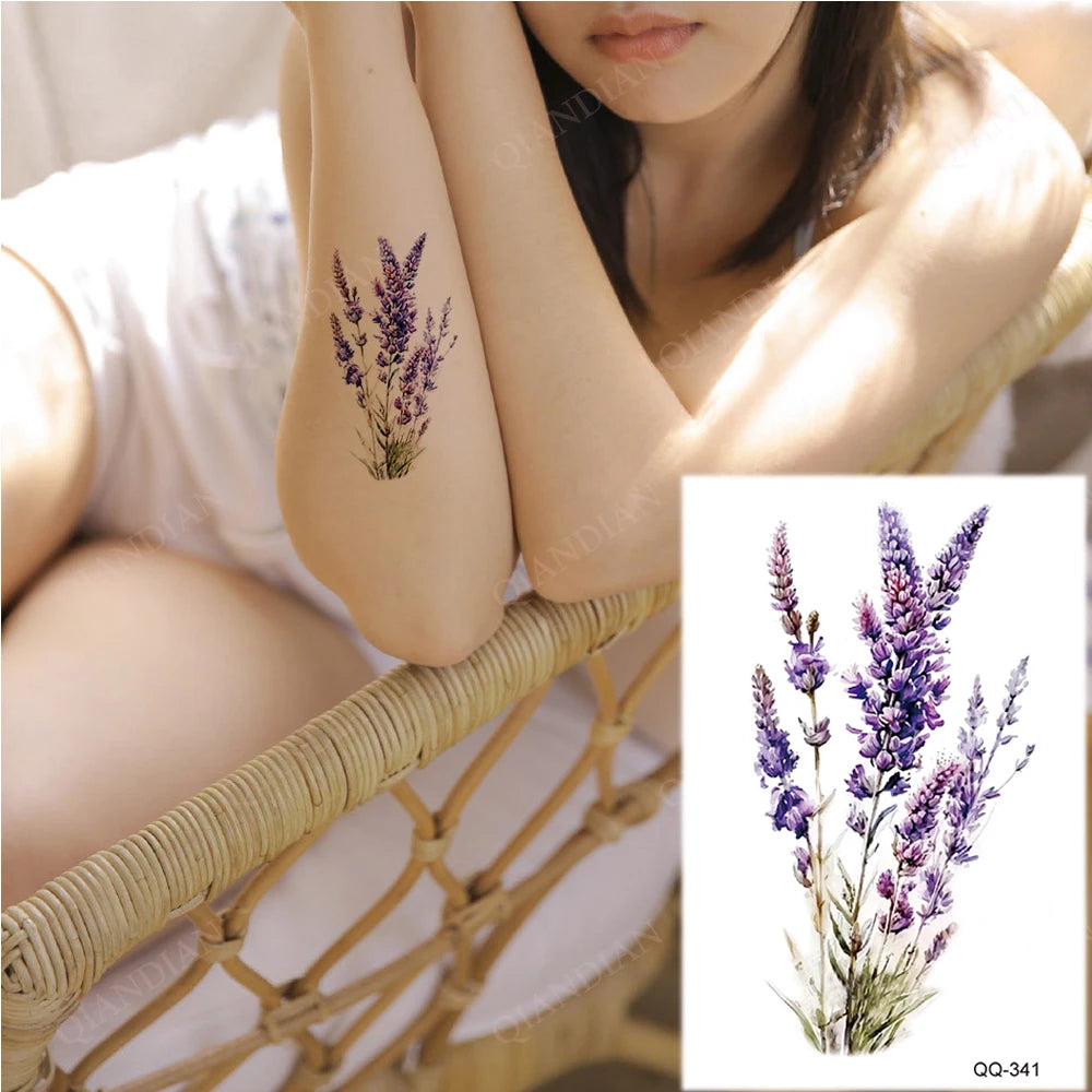 Small Waterproof Temporary Tattoo Sticker Colorful Leaf Flower Elephant Dolphin Art Wrist Neck Women Fake Mini Tatoo