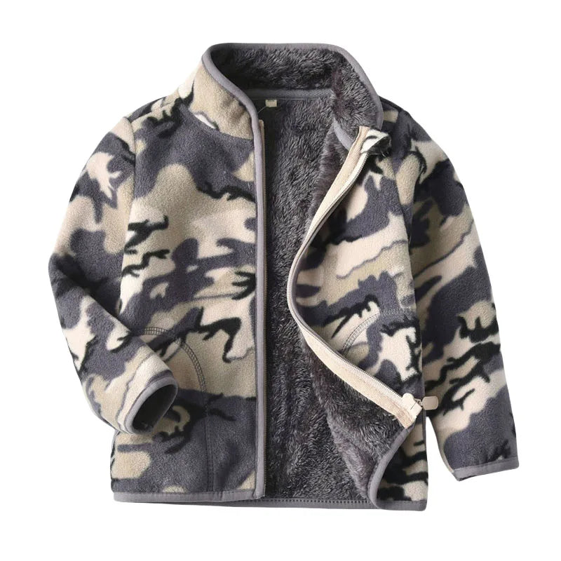 2-8T All Printed Children Clothing for Boys Girls Winter Fleece Jackets Zipper Cute Clothes Animals Hot Selling Thick Baby Coats