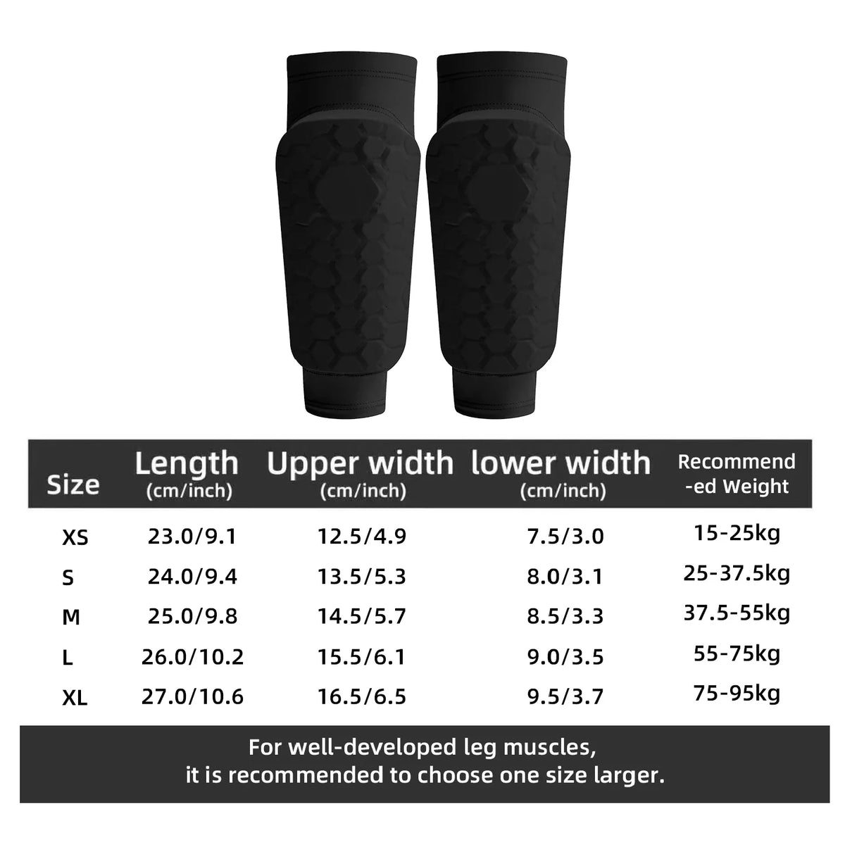 Kids Soccer Shin Guard Sleeves, Lightweight EVA Honeycomb Anti-collision Calf Protectors with Non-slip Silicone, for Football
