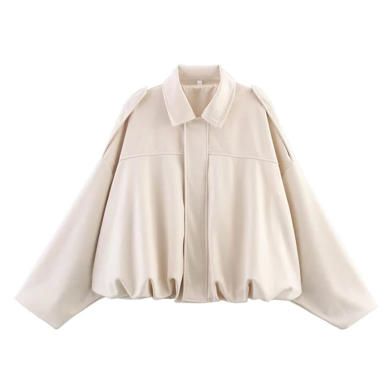 YENKYE New 2025 Women Suede Textured Jacket Long Sleeve Lapel Collar Loose Coats Casual Female Outerwear Chic Tops