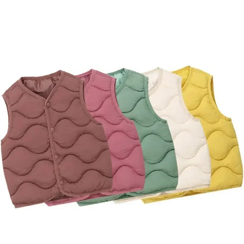 New Children Warm Cotton Vest Fashion Solid Boys Girls Baby Toddler Autumn Winter Waistcoats Casual Versatile Kids Clothing Tops