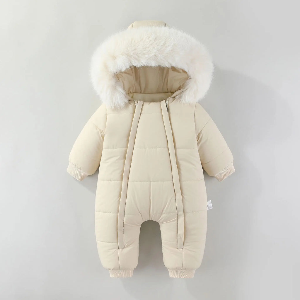 LILIGIRL Winter 2025 Jumpsuit with Thickened Warm Hooded Jumpsuit and Built-in Fleece for Baby Girl and Baby Boy Clothing
