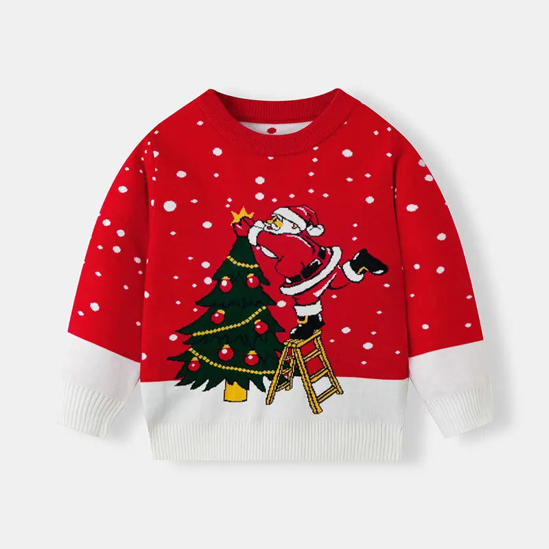 Xmas New Children Sweater Kids Warm Thicken Knitted Clothing Autumn Winter Baby Pullover Clothing Toddlers Christmas Sweaters