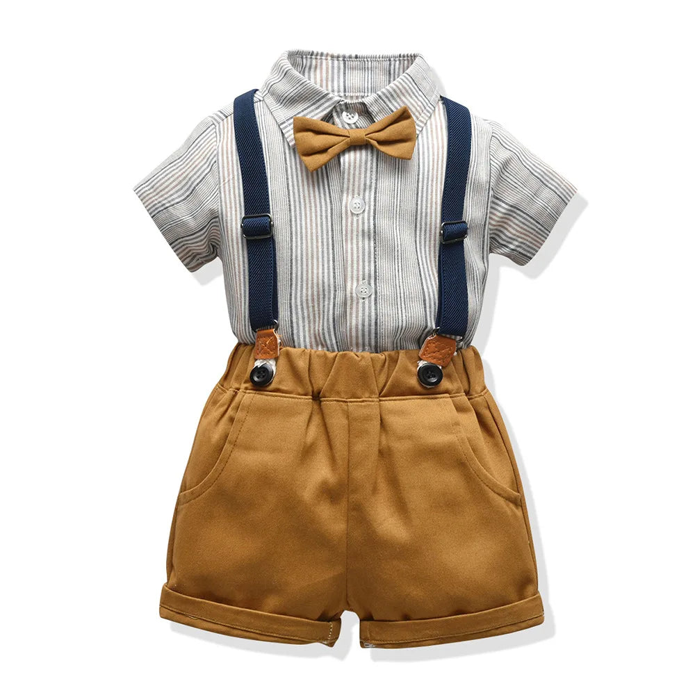Boys Suits Blazers Clothes Suits For Wedding Formal Party Striped Baby Vest Shirt Pants Kids Boy Outerwear Clothing Set