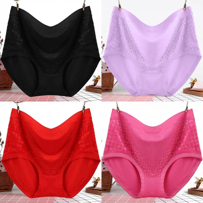 4Pcs/Set Modal Underpants Women Panties Plus Size Sexy Lace Underwear Plus Size Female Briefs Soft Breathable Lingerie 40-100KG