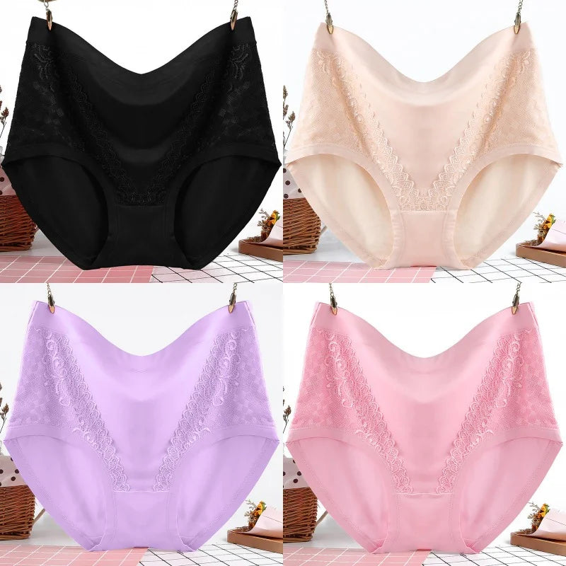 4Pcs/Set Modal Underpants Women Panties Plus Size Sexy Lace Underwear Plus Size Female Briefs Soft Breathable Lingerie 40-100KG
