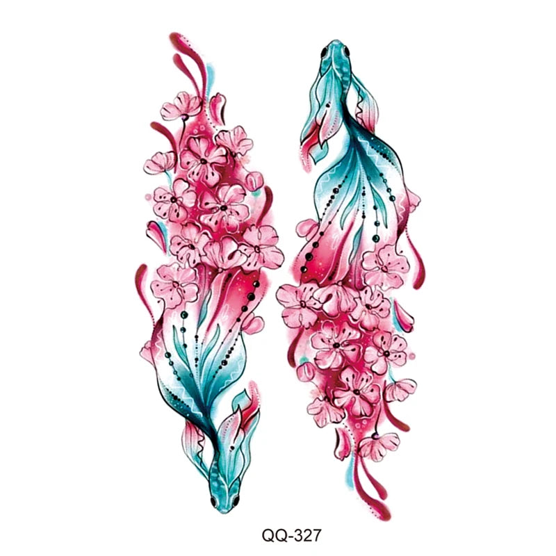 Small Waterproof Temporary Tattoo Sticker Colorful Leaf Flower Elephant Dolphin Art Wrist Neck Women Fake Mini Tatoo