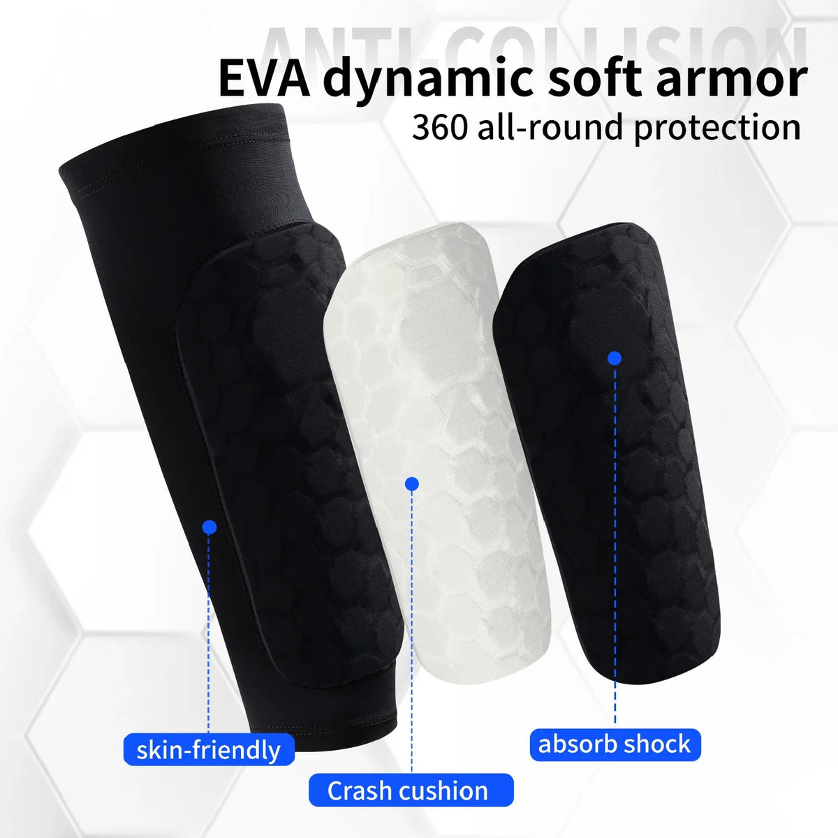 Kids Soccer Shin Guard Sleeves, Lightweight EVA Honeycomb Anti-collision Calf Protectors with Non-slip Silicone, for Football