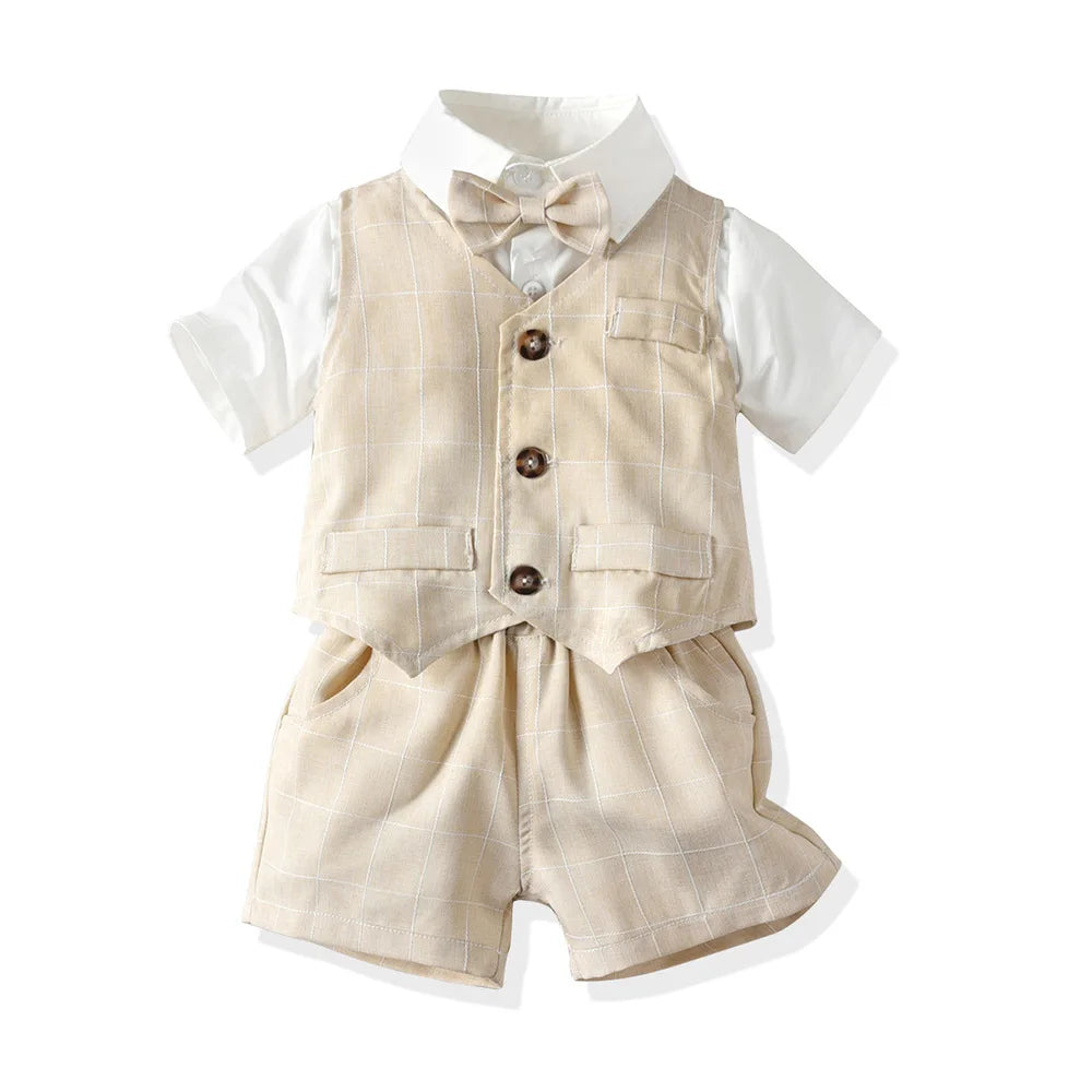 Boys Suits Blazers Clothes Suits For Wedding Formal Party Striped Baby Vest Shirt Pants Kids Boy Outerwear Clothing Set
