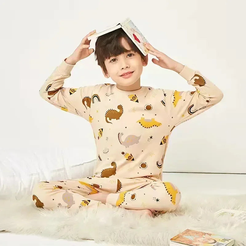 Kids Pajamas for Boys 2 3 4 5 6 7 8 9 10 11 12 14 Years Cotton Sleepwear Set Dinosaur Pyjamas Green Children Pijamas Clothing