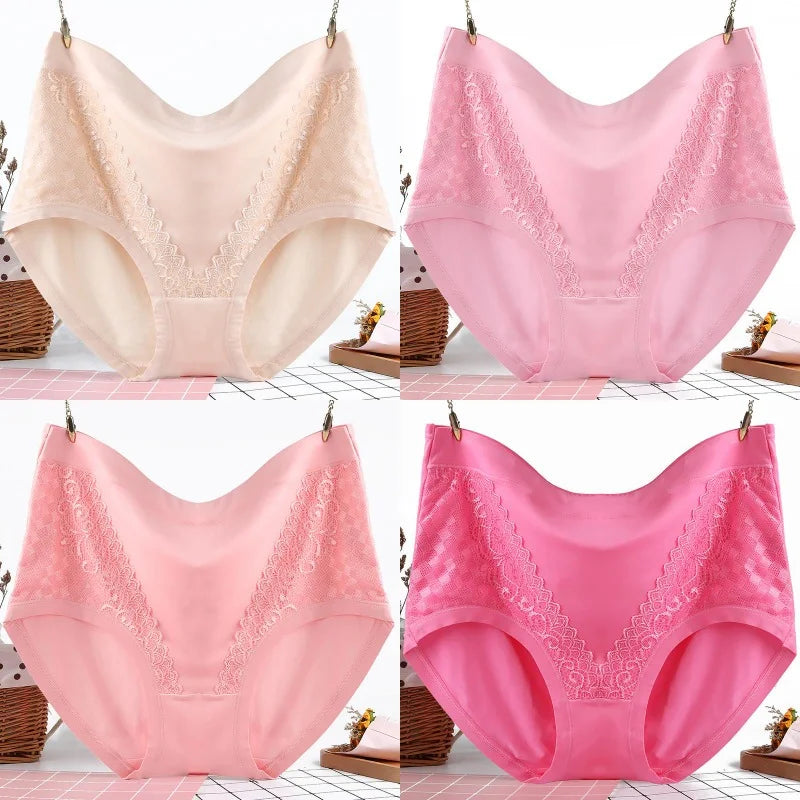 4Pcs/Set Modal Underpants Women Panties Plus Size Sexy Lace Underwear Plus Size Female Briefs Soft Breathable Lingerie 40-100KG
