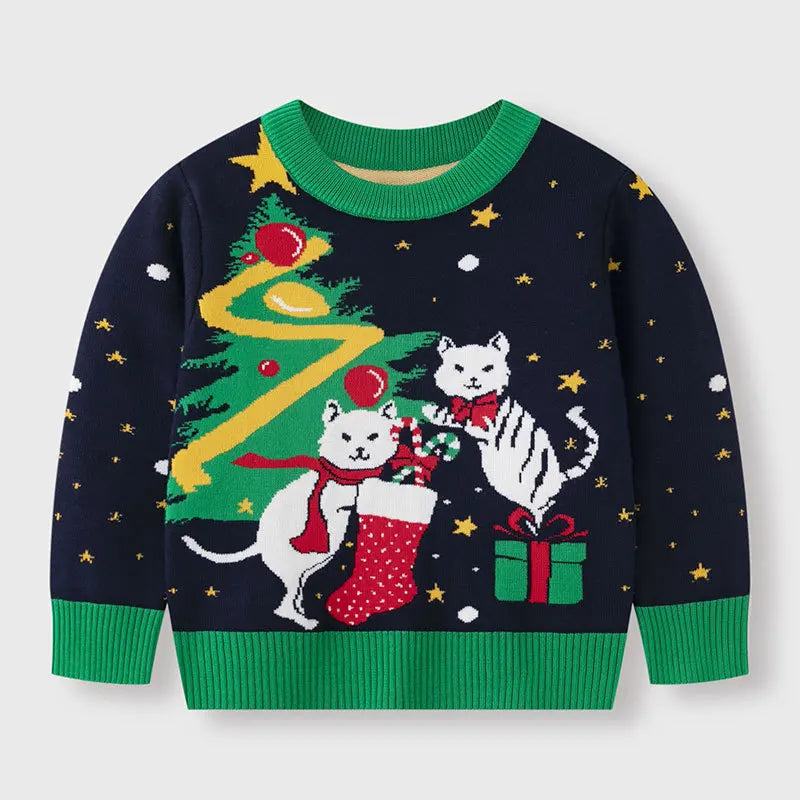 Xmas New Children Sweater Kids Warm Thicken Knitted Clothing Autumn Winter Baby Pullover Clothing Toddlers Christmas Sweaters