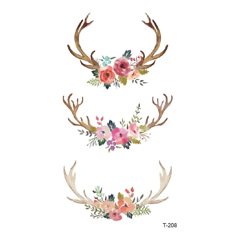 Small Waterproof Temporary Tattoo Sticker Colorful Leaf Flower Elephant Dolphin Art Wrist Neck Women Fake Mini Tatoo
