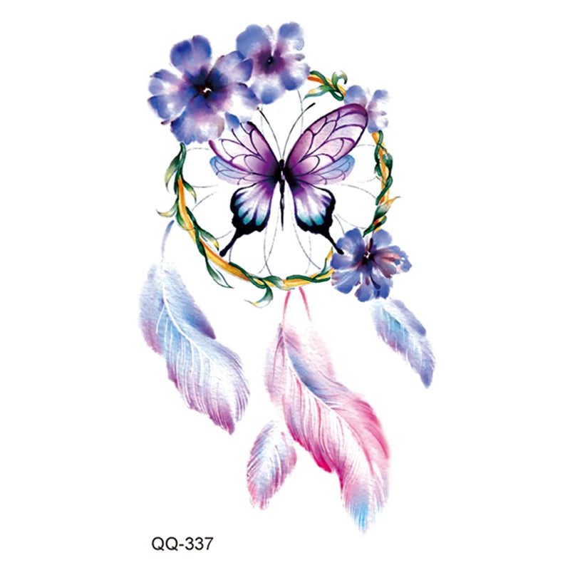 Small Waterproof Temporary Tattoo Sticker Colorful Leaf Flower Elephant Dolphin Art Wrist Neck Women Fake Mini Tatoo