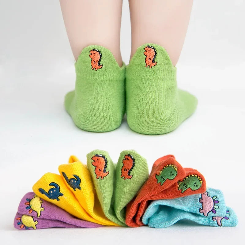 5 Pairs/Lot Children Socks Boy Girl Baby Embroidery Cotton Wild Soft Cozy Breathable for 1-12Y Summer Kids Casual Boat Socks
