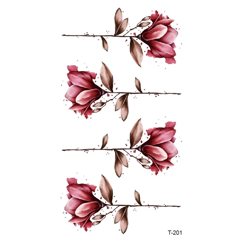 Small Waterproof Temporary Tattoo Sticker Colorful Leaf Flower Elephant Dolphin Art Wrist Neck Women Fake Mini Tatoo