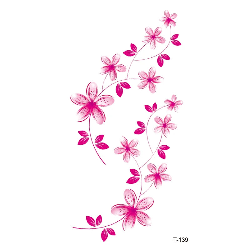 Small Waterproof Temporary Tattoo Sticker Colorful Leaf Flower Elephant Dolphin Art Wrist Neck Women Fake Mini Tatoo