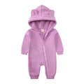 Winter Baby Boy Girl Clothing Cute Bear Ear Fleece Hooded Jumpsuit Knitted Zipper Cotton Rompers New Born Baby Clothes