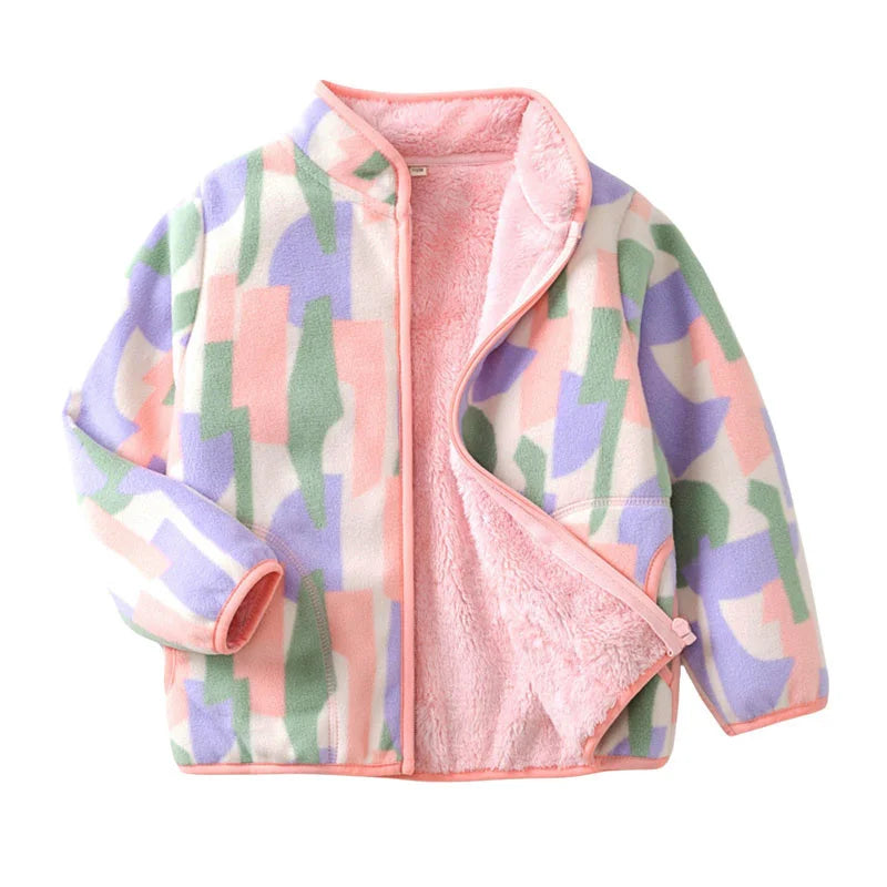 2-8T All Printed Children Clothing for Boys Girls Winter Fleece Jackets Zipper Cute Clothes Animals Hot Selling Thick Baby Coats