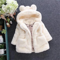 Solid Color Girls Winter Coat Fleece Thickened Kids Hooded Jacket Keep Warm Girls' autumn clothes White Pink Children's clothing