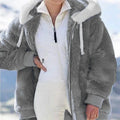 Women Winter Warm Faux Fur Jacket Plush Coat New Casual Hooded Fashion Zipper Soft Fleece Cashmere Jackets Female Thick Clothing
