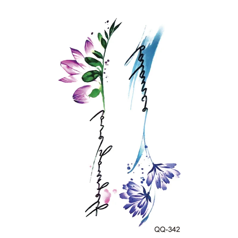 Small Waterproof Temporary Tattoo Sticker Colorful Leaf Flower Elephant Dolphin Art Wrist Neck Women Fake Mini Tatoo