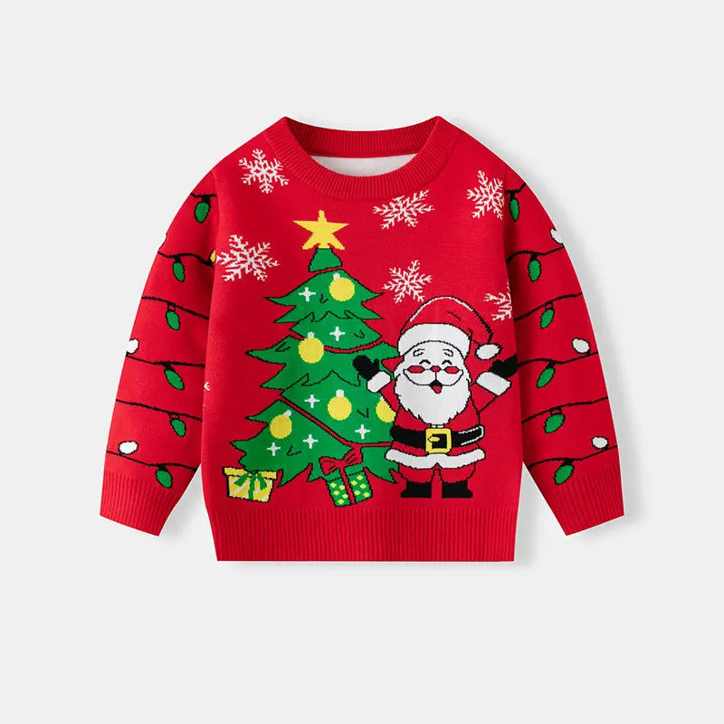 Xmas New Children Sweater Kids Warm Thicken Knitted Clothing Autumn Winter Baby Pullover Clothing Toddlers Christmas Sweaters