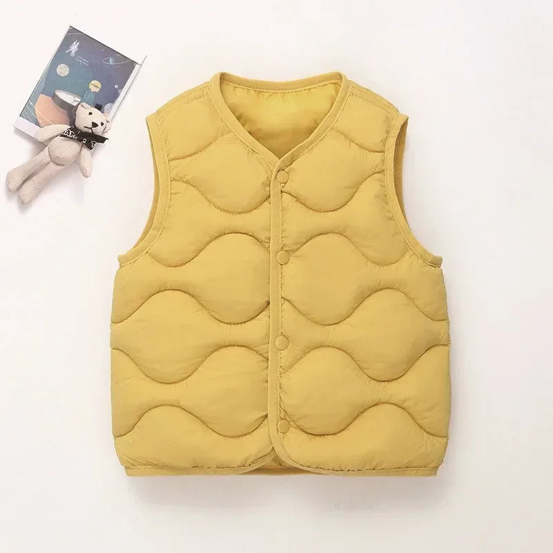 New Children Warm Cotton Vest Fashion Solid Boys Girls Baby Toddler Autumn Winter Waistcoats Casual Versatile Kids Clothing Tops