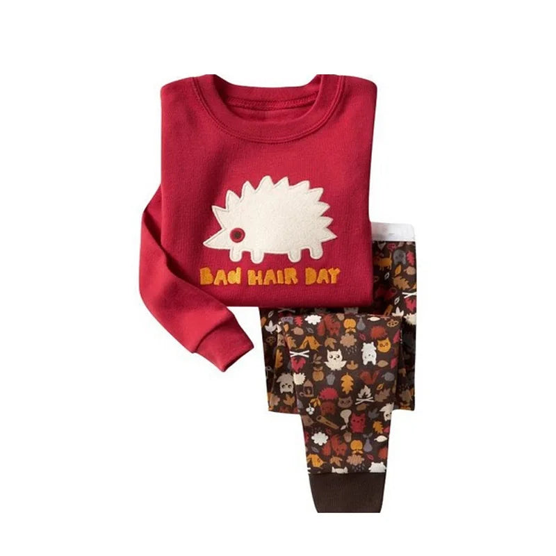 kids pajamas set baby pijama boys animal embroidery sleepwear girls cute 100% cotton soft nightwear children clothing homewear