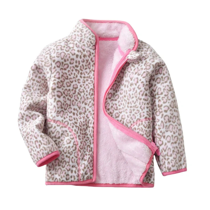 2-8T All Printed Children Clothing for Boys Girls Winter Fleece Jackets Zipper Cute Clothes Animals Hot Selling Thick Baby Coats