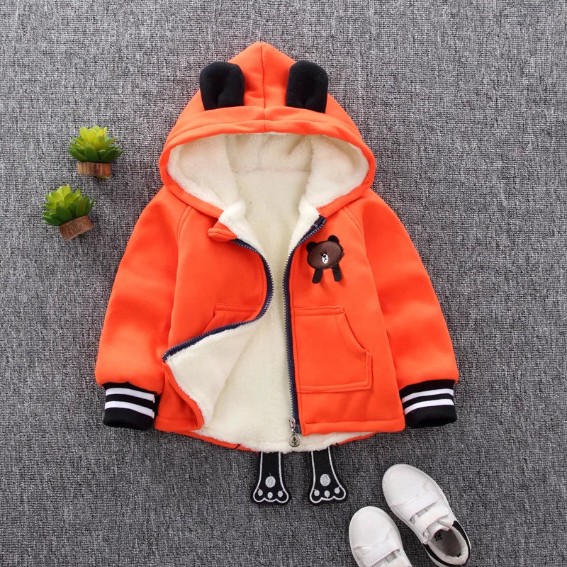 Baby Boys Jacket Kids Winter Thick Coats Toddler Velvet Warm Cotton Hoodies Coat Children Casual Outerwear 1-4 Y Infant Clothing