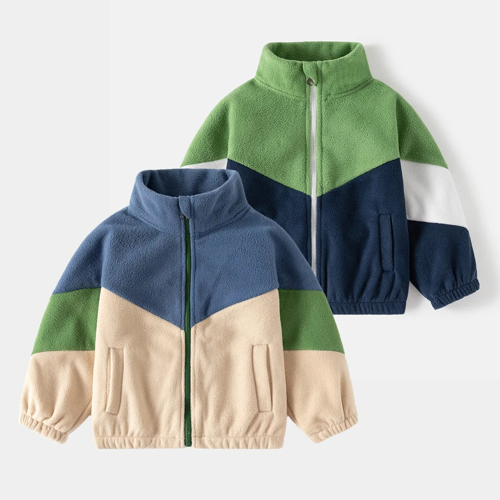 Winter Clothes Children's Clothing New Children's Polar Fleece Jacket Boy Baby Color Matching Casual Tops Casual Simple