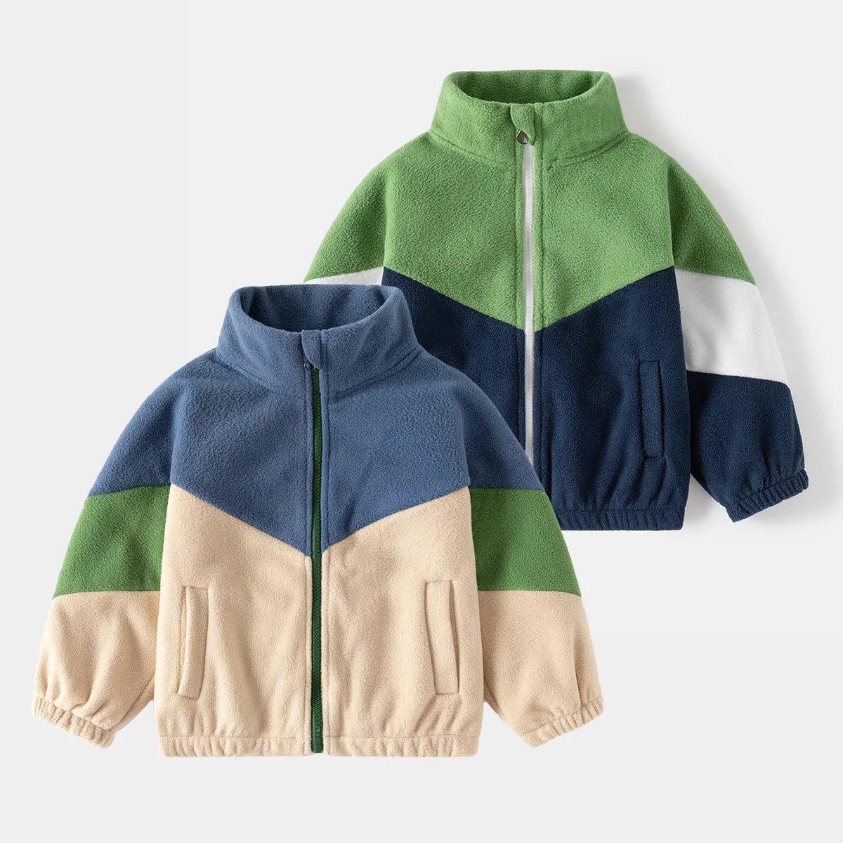 Winter Clothes Children's Clothing New Children's Polar Fleece Jacket Boy Baby Color Matching Casual Tops Casual Simple