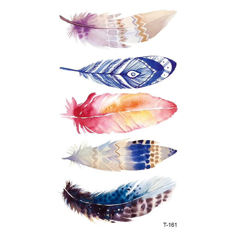 Small Waterproof Temporary Tattoo Sticker Colorful Leaf Flower Elephant Dolphin Art Wrist Neck Women Fake Mini Tatoo