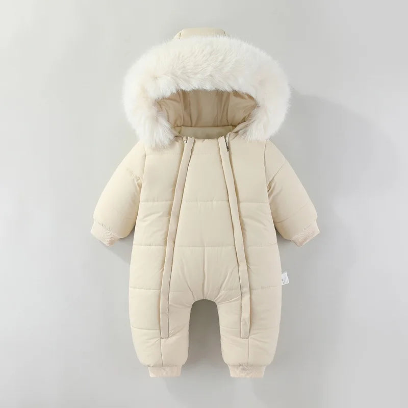 LILIGIRL Winter 2025 Jumpsuit with Thickened Warm Hooded Jumpsuit and Built-in Fleece for Baby Girl and Baby Boy Clothing