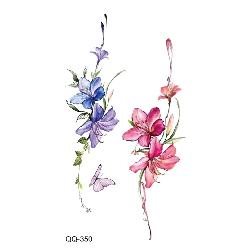 Small Waterproof Temporary Tattoo Sticker Colorful Leaf Flower Elephant Dolphin Art Wrist Neck Women Fake Mini Tatoo