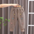 New Winter Children Clothes Kids Girls Thicken Warm Elastic Bow Pants Baby Cotton Clothing Infant Casual Trousers Leggings