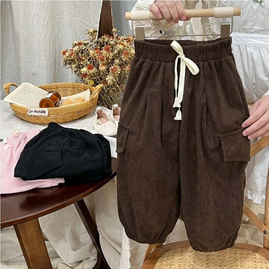 Autumn Children's Work Pants Solid Color Loose Casual Pants Men's and Women's Pants Casual Pants Versatile Children's Clothing