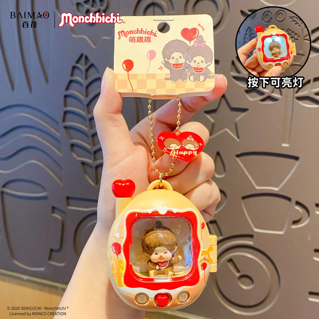 Cute Mini Retro Television Toy Keychain Y2k Aesthetic Doll Charm Press Flash Light Up Stop Bag Digging Birthday Gifts For Bestie