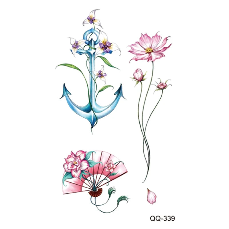 Small Waterproof Temporary Tattoo Sticker Colorful Leaf Flower Elephant Dolphin Art Wrist Neck Women Fake Mini Tatoo