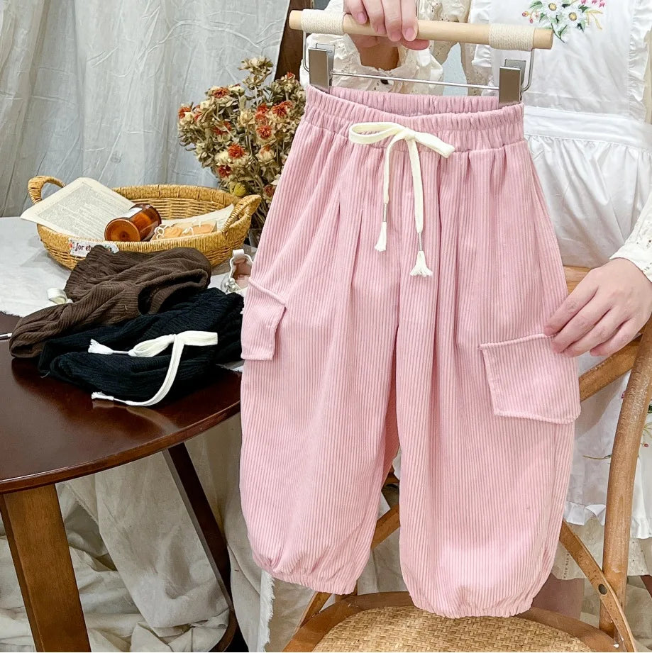 Autumn Children's Work Pants Solid Color Loose Casual Pants Men's and Women's Pants Casual Pants Versatile Children's Clothing