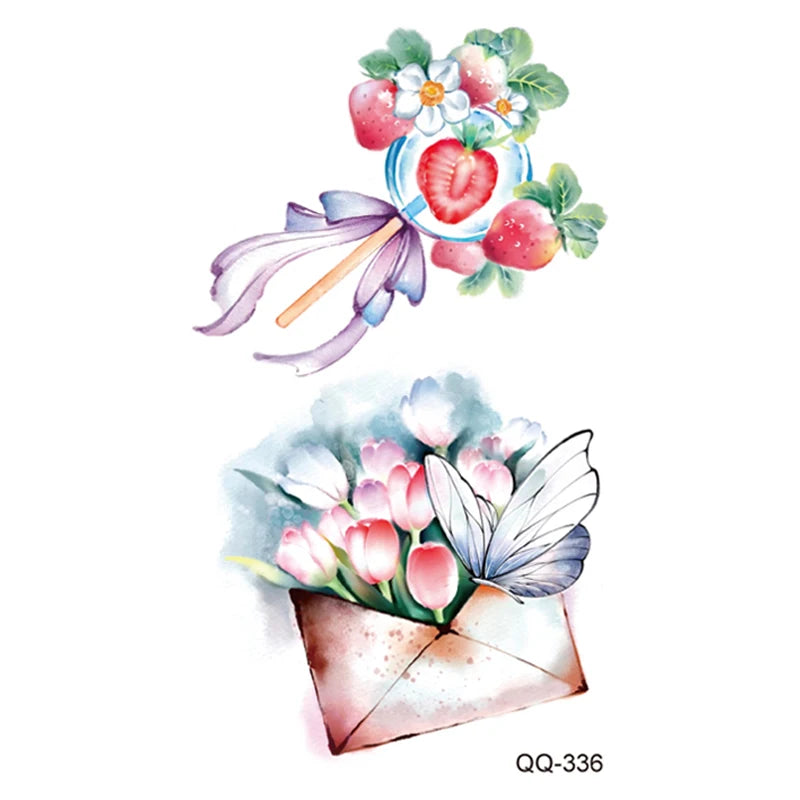 Small Waterproof Temporary Tattoo Sticker Colorful Leaf Flower Elephant Dolphin Art Wrist Neck Women Fake Mini Tatoo