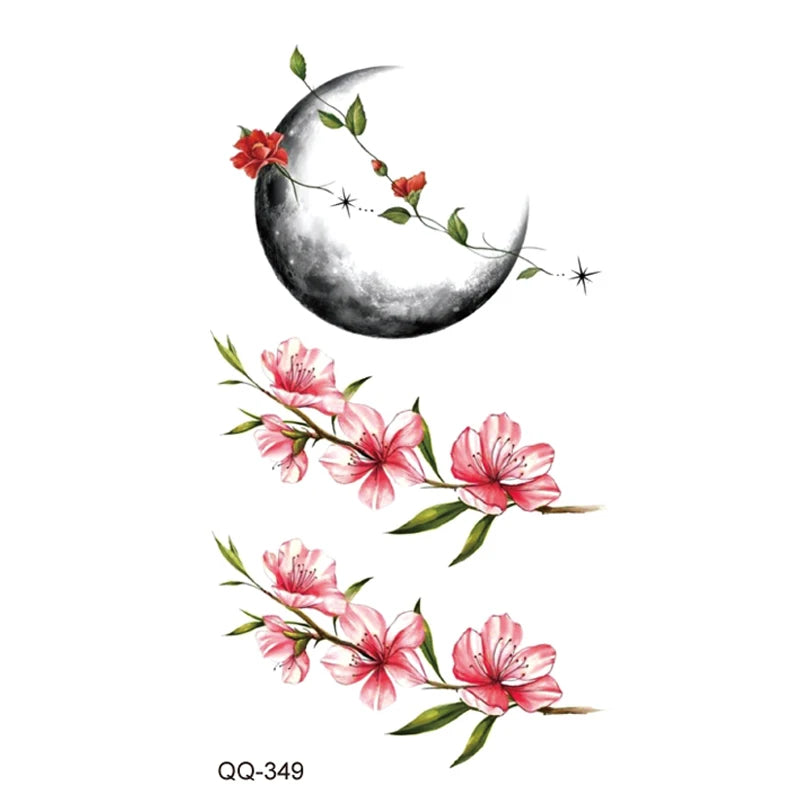 Small Waterproof Temporary Tattoo Sticker Colorful Leaf Flower Elephant Dolphin Art Wrist Neck Women Fake Mini Tatoo