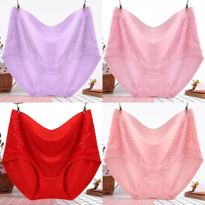 4Pcs/Set Modal Underpants Women Panties Plus Size Sexy Lace Underwear Plus Size Female Briefs Soft Breathable Lingerie 40-100KG